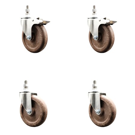 Service Caster 5 Inch 316SS High Temp Glass Filled Nylon 12mm Stem Caster Lock Brake, 2PK SS316TSTTL20S514-GFNSHT-M1215-2-S2